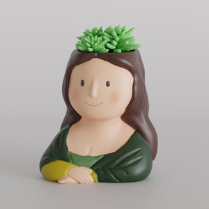 Monalisa planter - STL for 3d printer - Digital product - 3D model - Pot for succulents, cacti - Cute planter - Perfect gift