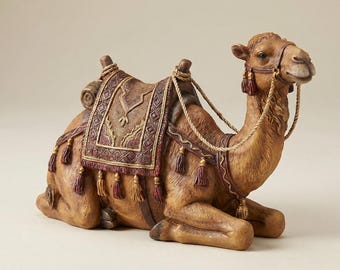 Olot Style Camel Nativity Figurine Reclining Hand Painted FDM Sculpture Christmas Decor Religious Animal Figure Collectible Gift