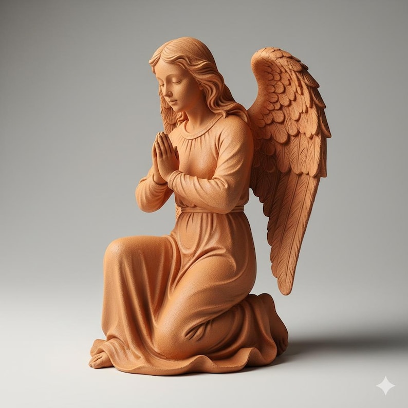 Angel Kneeling Figurine Nativity Terracotta Style Sculpture 3D Printed ...