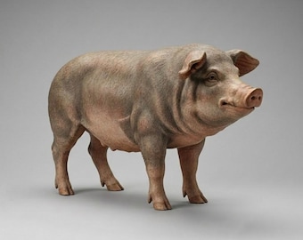 Italian Baroque Standing Pig Nativity Figurine Rustic Farm Animal Sculpture Religious Scene Companion Decorative Collector Object 3D Print