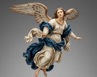 Italian Baroque Angel Nativity Figurine Dynamic Flying Pose Sculptural Religious Collector Decor Statement Display 3D Printed Statue