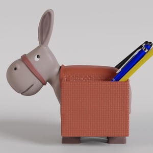 Cute 3D Printed Donkey Desk Organizer | Fun PLA Pen Holder with Saddlebag Compartments - Adorable Office Decor & Unique Gift