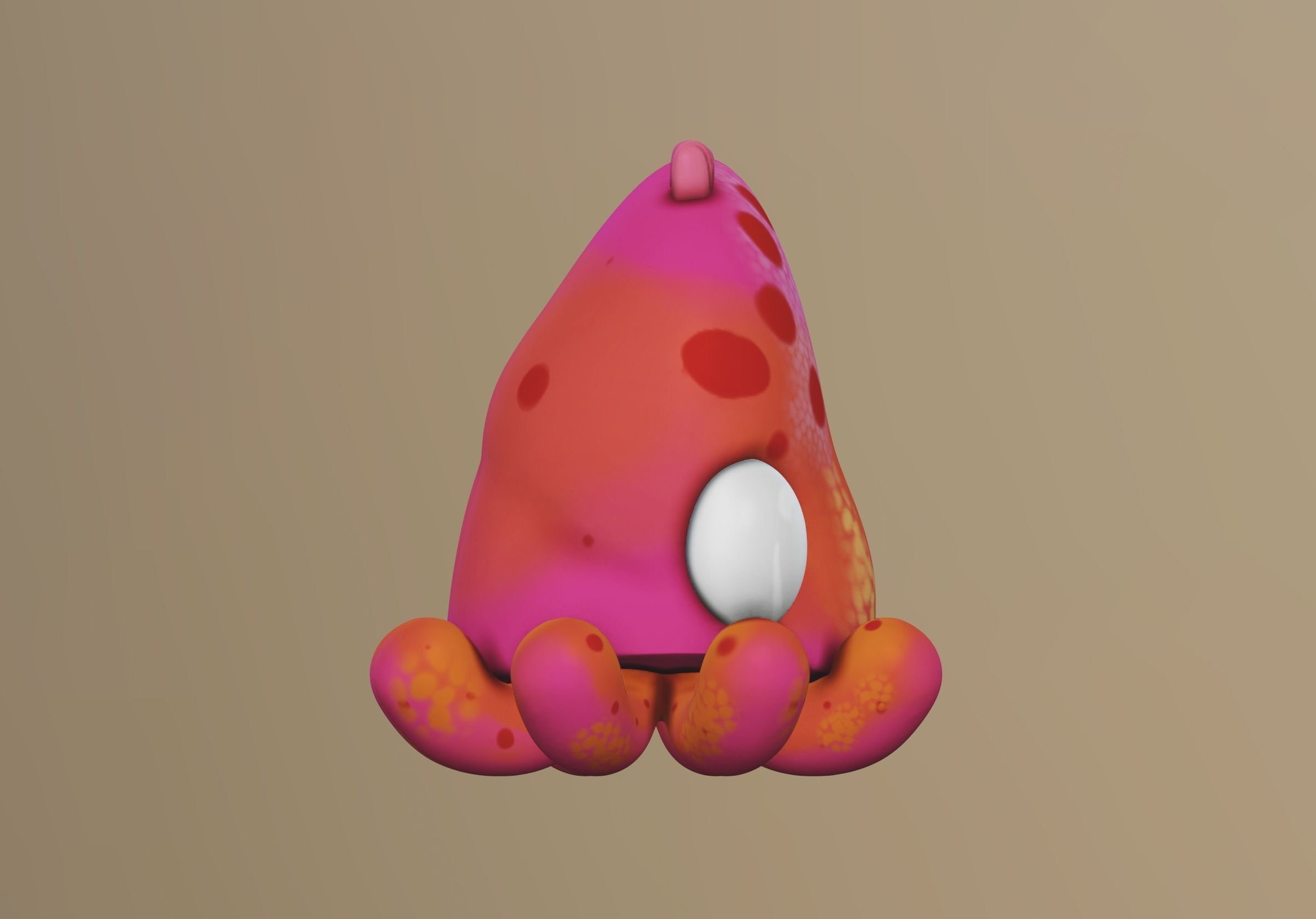 Adorable Cartoon Squid Character 3D Model | Cute Red Octopus Style ...