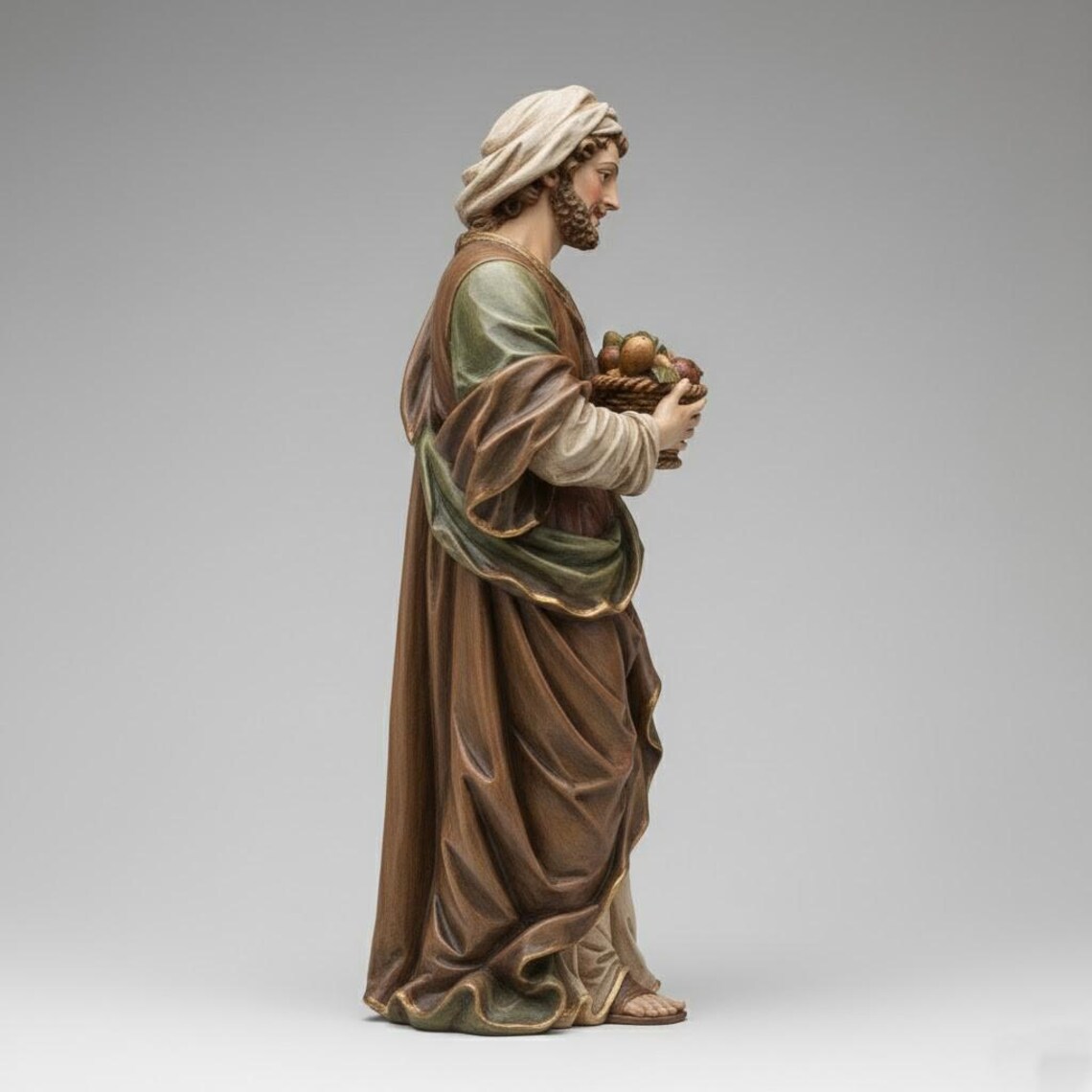 Italian Baroque Nativity Shepherd Figurine Holding Basket Offering ...