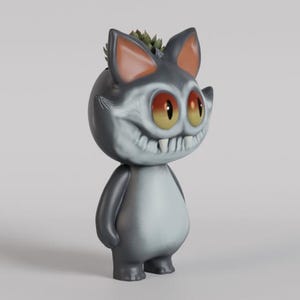 Grillige Cat Planter STL-bestand voor 3D-printen – Schattige grijnzende kat succulente plantenbak digitaal model voor uniek interieur en bureaucharme