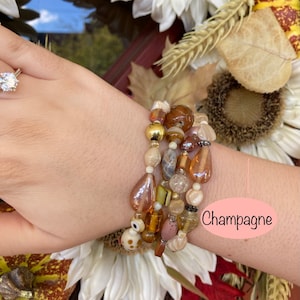 Beaded Bracelet,Stretchy Bracelet,Elastic Bracelet,Stacking Bracelet,Boho Bracelet, Layering Bracelet,Ivory,Blush,Taupe