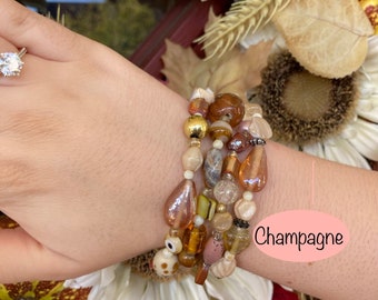 Beaded Bracelet,Stretchy Bracelet,Elastic Bracelet,Stacking Bracelet,Boho Bracelet, Layering Bracelet,Ivory,Blush,Taupe