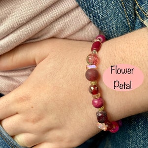 Beaded Bracelet, Stretchy Bracelet, Women’s Elastic Bracelet, Stacking Bracelet, Boho Bracelet, Layering Bracelet, Pink and Purple Bracelet