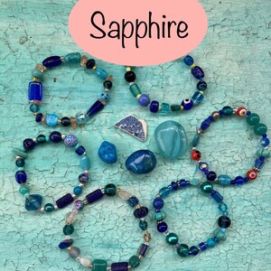 Royal Blue, Turquoise, and Teal Mixed Glass Beaded Bracelet