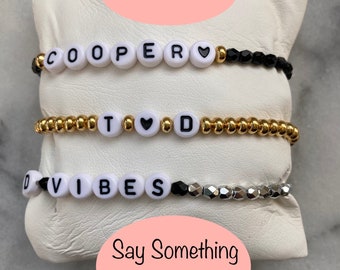 Word Bracelet, Letter Bracelet, Personalized Name Bracelet, Design Your Own Letter Bracelet, Customized Bead Name Jewelry
