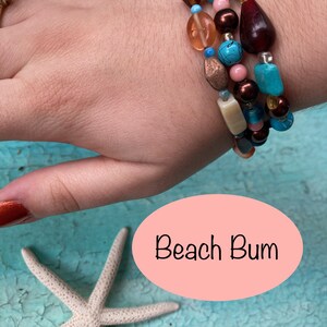 Stacking Bracelet, Beaded Bracelet, Stretchy Bracelet, Women’s Elastic Bracelet, Boho Bracelet, Layering Bracelet, Blue and Brown Bracelet