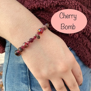 Burgundy Bracelet, Beaded Bracelet, Stretchy Bracelet, Women’s Elastic Bracelet, Stacking Bracelet, Boho Bracelet