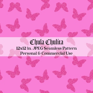 Y2K Hot Pink Glitter Butterflies Seamless Pattern, Y2K Seamless Pattern, Pink Butterfly Seamless Pattern, Digital Paper, Commercial Use