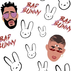 Archivo JPEG sin costuras Bad Bunny, papel digital, uso comercial, diseño de telas