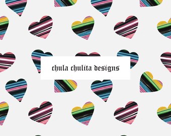 Sarape Hearts Seamless JPEG File, Hearts Seamless File, Striped Hearts Seamless, Latino Seamless, Digital Paper