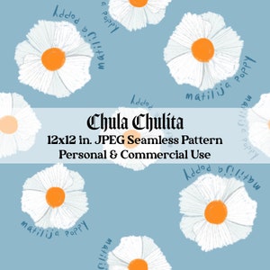Archivo JPEG sin costuras de amapola de California, patrón de repetición de plantas nativas, descarga de sublimación, papel digital de scrapbooking floral, uso comercial