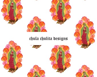Virgen de Guadalupe Archivo JPEG sin costuras, Floral sin costuras, Mexicano sin costuras, Hispano sin costuras, Papel digital