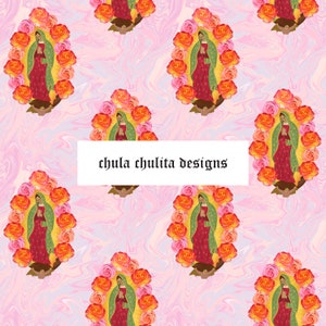 Virgen de Guadalupe Archivo JPEG sin costuras, Floral Sin costuras, Religioso Mexicano Sin Costuras, Hispano Sin Costuras, Papel Digital, Uso Comercial