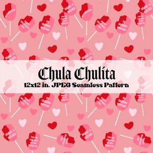 Manita Mexican Candy Repeat Pattern JPEG File, Mexican Art Seamless Pattern, Latino Printable Art, Latino Valentine Scrapbooking Paper