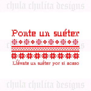 Fichier PNG Ponte Un Sueter, pull de Noël laid png, Noël mexicain png, fichier png de Noël latino, png de Noël, conception de chemise drôle