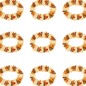 Fichier JPEG sans couture Rosca de Reyes, gui sans couture, Noël sans couture, vacances sans couture, hiver sans couture, motif répété, papier numérique