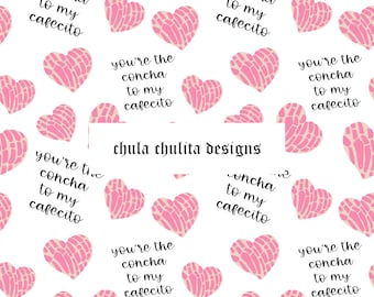 Pan Dulce Seamless JPEG File, You're The Concha To My Cafecito, Concha Heart Seamless, Sweet Bread Seamless, Latino Seamless, Fabric Design