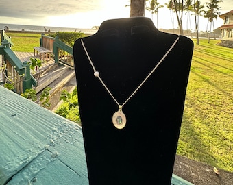 abalone and mother of pearl gold necklace