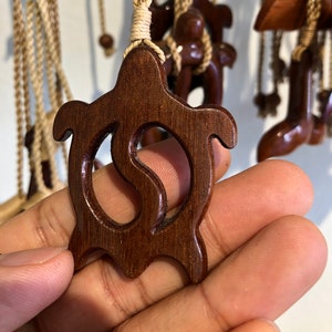 Adjustable Koa wood sea turtle necklace