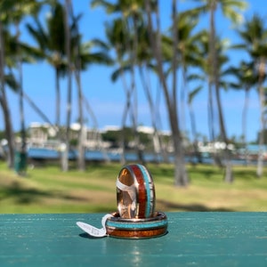 Rose gold 3inlay traditional Hawaiian Koa wood from Hawaii