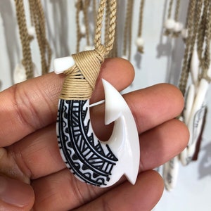 Fish Hook Necklace with Hawaiian Design