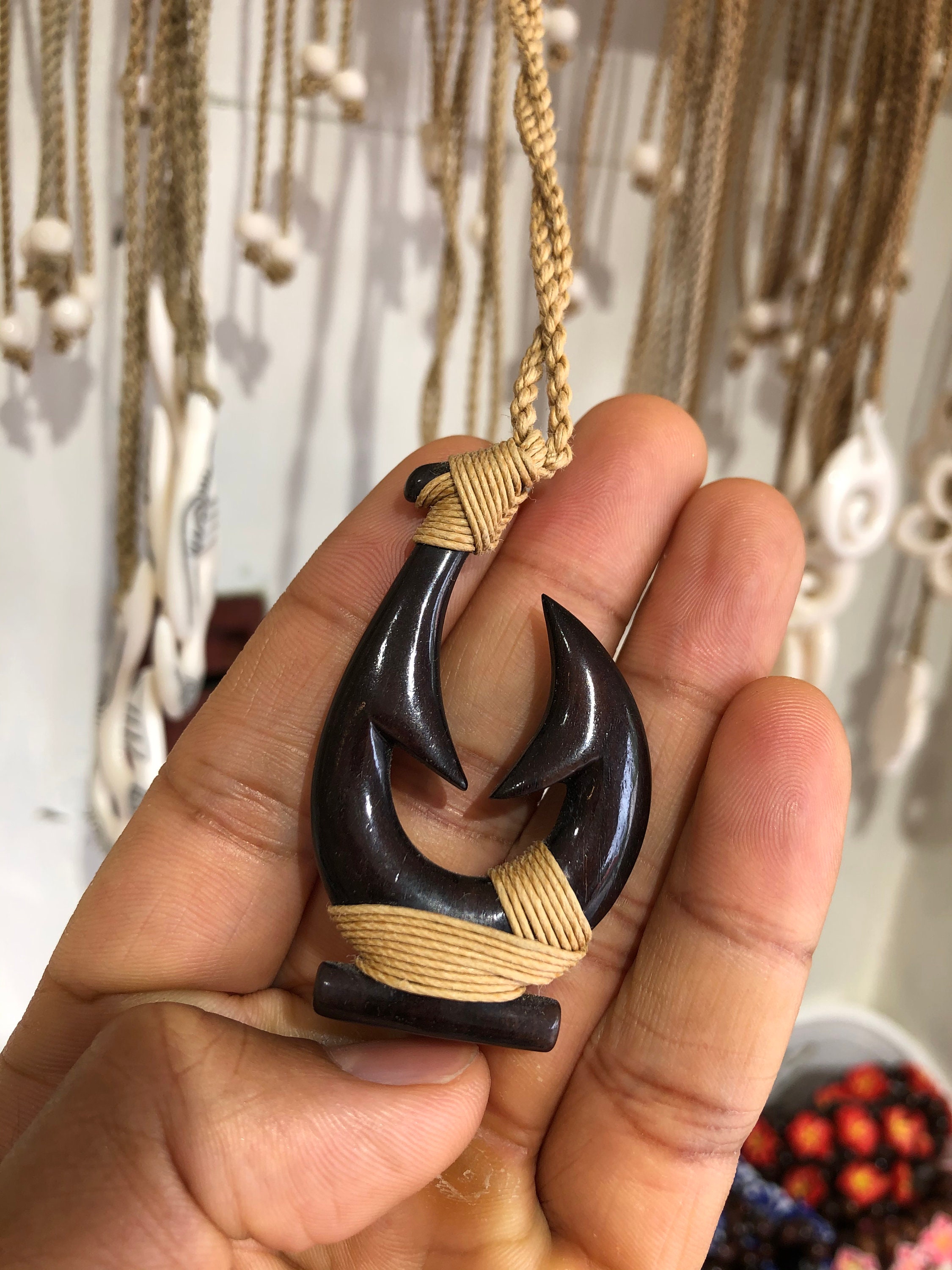 Adjustable double fish hook necklace from Hawaii Etsy