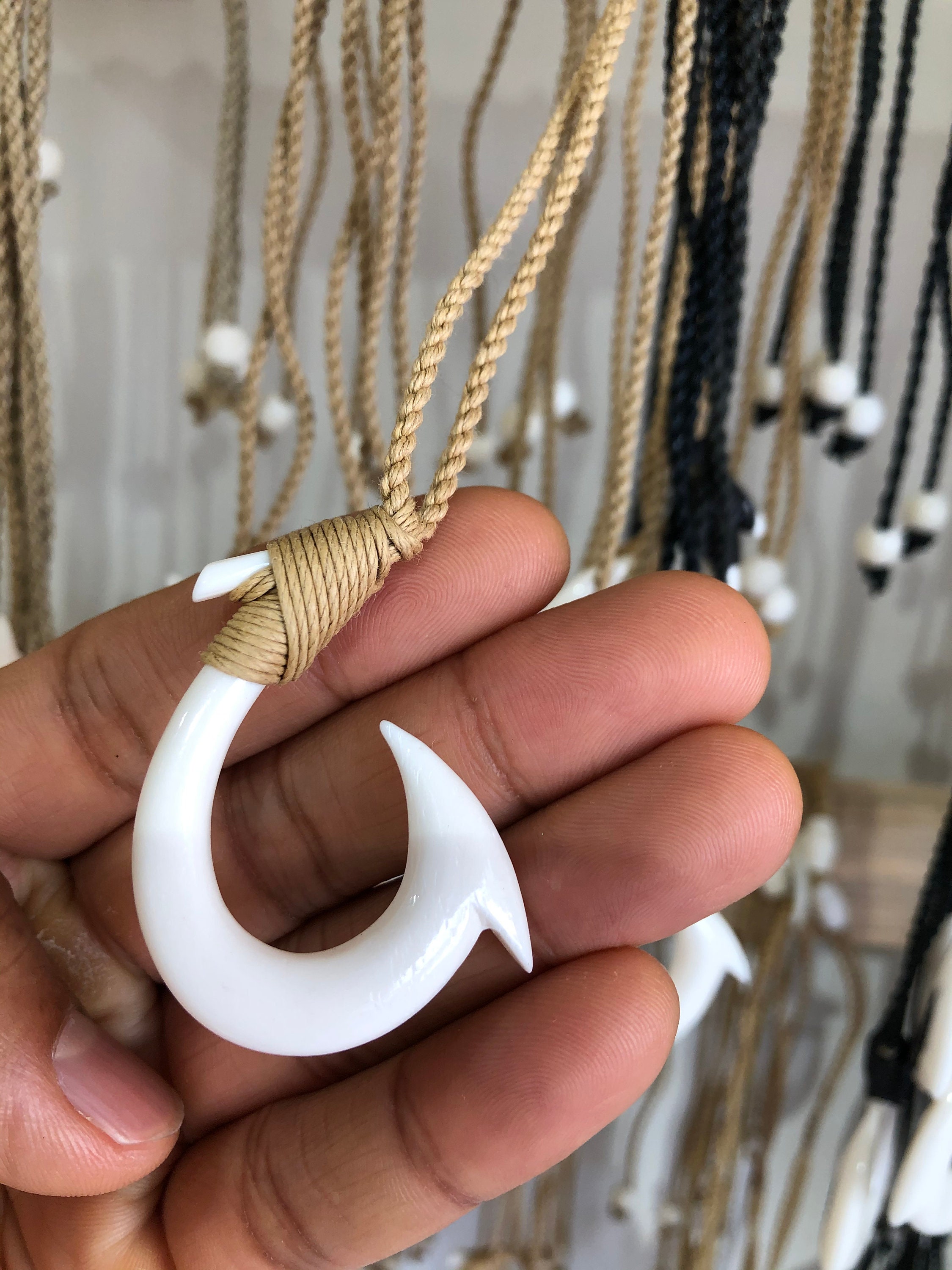 Hawaiian Whale Bone Fish Hook Necklace Discounts Retailers