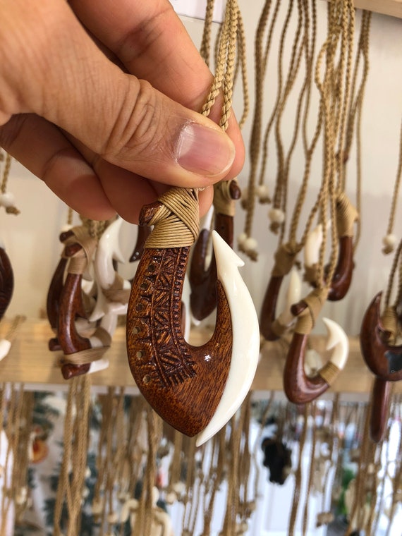 Hawaiian Koa Wood Fish Hook Necklace -  Canada