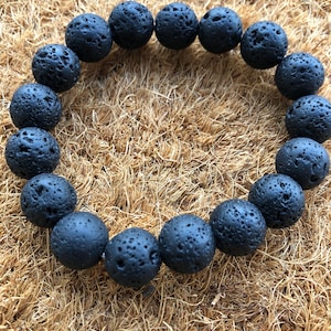 10 mm.Lava rock bracelets from Hawaii free size