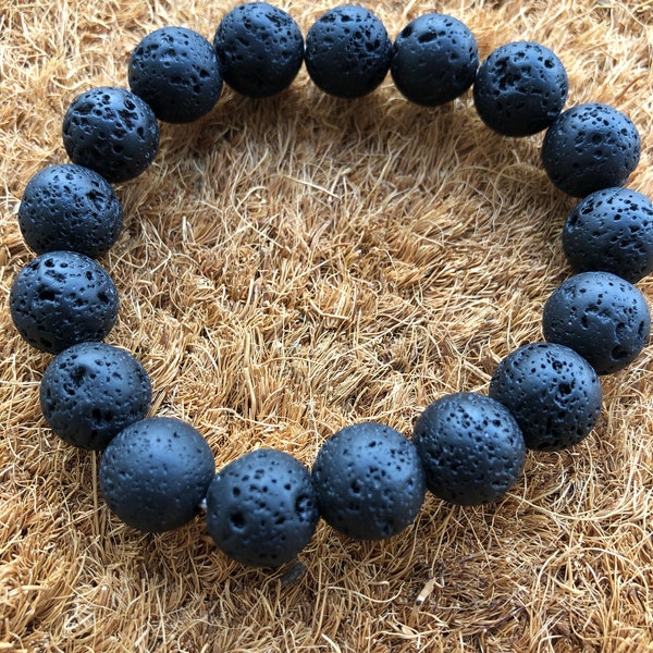 10 mm.Lava rock bracelets from Hawaii free size