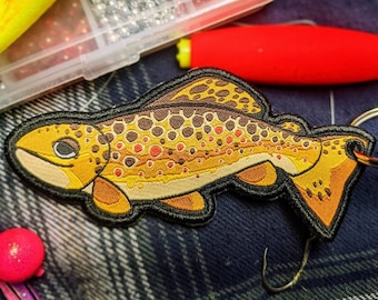 Porte-clés tissé truite brune