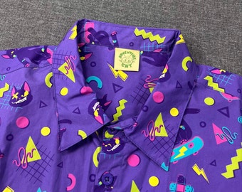 SK8R CAT Button-up Shirt, Casual Top