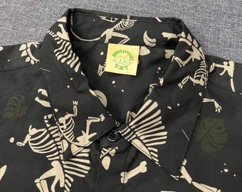 Dinosaur Fossil Button-up Shirt, Casual Top