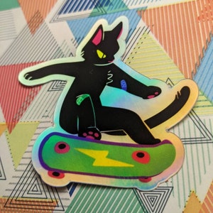 Adesivo de gato HOLOGRÁFICO SK8R