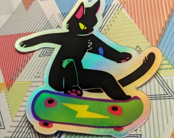 HOLOGRAPHIC SK8R Cat Sticker