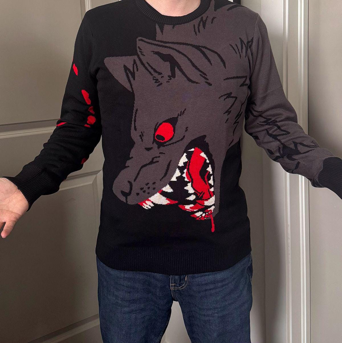 Wolf Bite Knit Sweater Pullover - Etsy