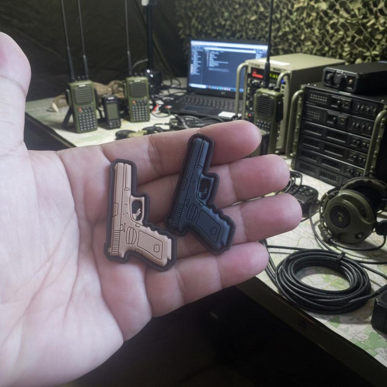 Small Mini Tactical Austria Pistol Patch 2 inch Small Gun Rubber Pvc Emblem