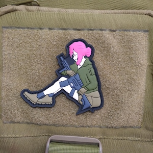 Toppa anime giapponese tattica waifu ragazza dai capelli rosa toppe militari anime 3D