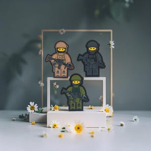 Parche de moral táctica 3D, parches de anime Lego para cosplay militar, negro y verde, para bolso y chaqueta