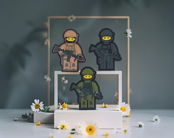 3D Tactical Morale Patch Lego Military Cosplay Anime Patches Black Green for Bag & Jacket