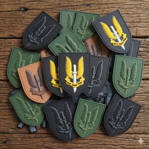 3D Military Pvc Patch British SAS Badge Hook Backing