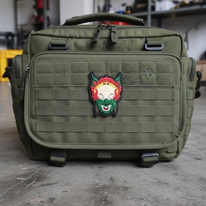 3D PVC-gummilapp Cyber Oni Demonmask Färgglad märke för väska och jacka