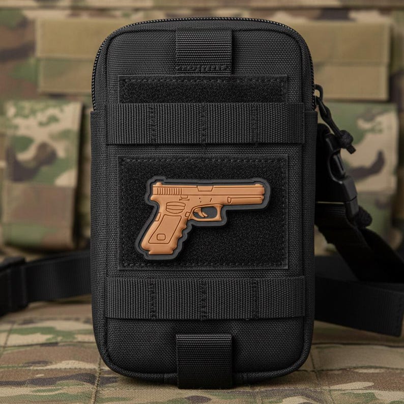 Small Mini Tactical Austria Pistol Patch 2 inch Small Gun Rubber Pvc Emblem