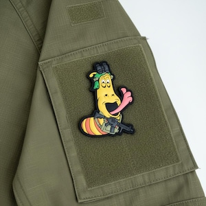 3D Pvc Rubber Patch Humor Military Cosplay Larva for Bag and Jacket