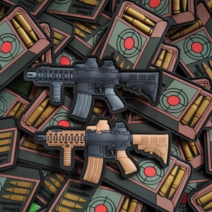 Small M4 Assault Rifle Morale Patch | Military Velcro Patch for Jackets & Bags | Marine PVC Badge